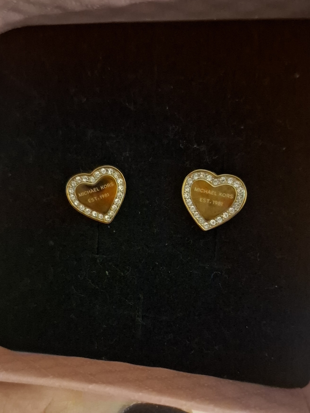Michael Kors Gold-Tone Crystal Heart Stud Earrings | NWOT | Never Worn